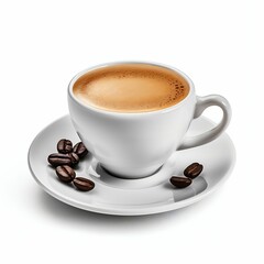 Fototapeta premium Cup of Hot Espresso Coffee Isolated on White. Generative ai