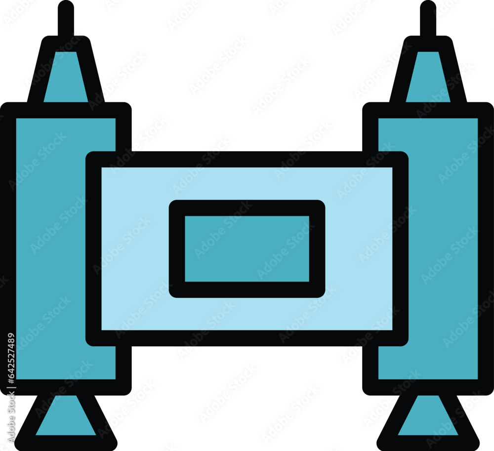 Poster engine jetpack icon outline vector. boost rocket. work speed color flat