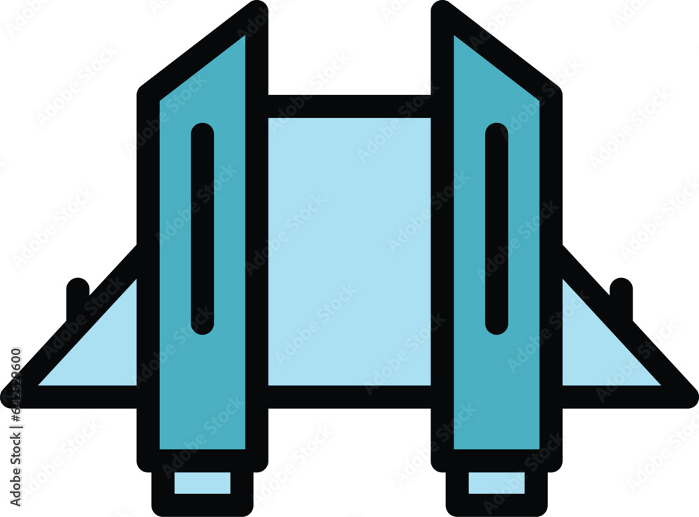 Poster launch jetpack icon outline vector. work skill. rocket boost color flat