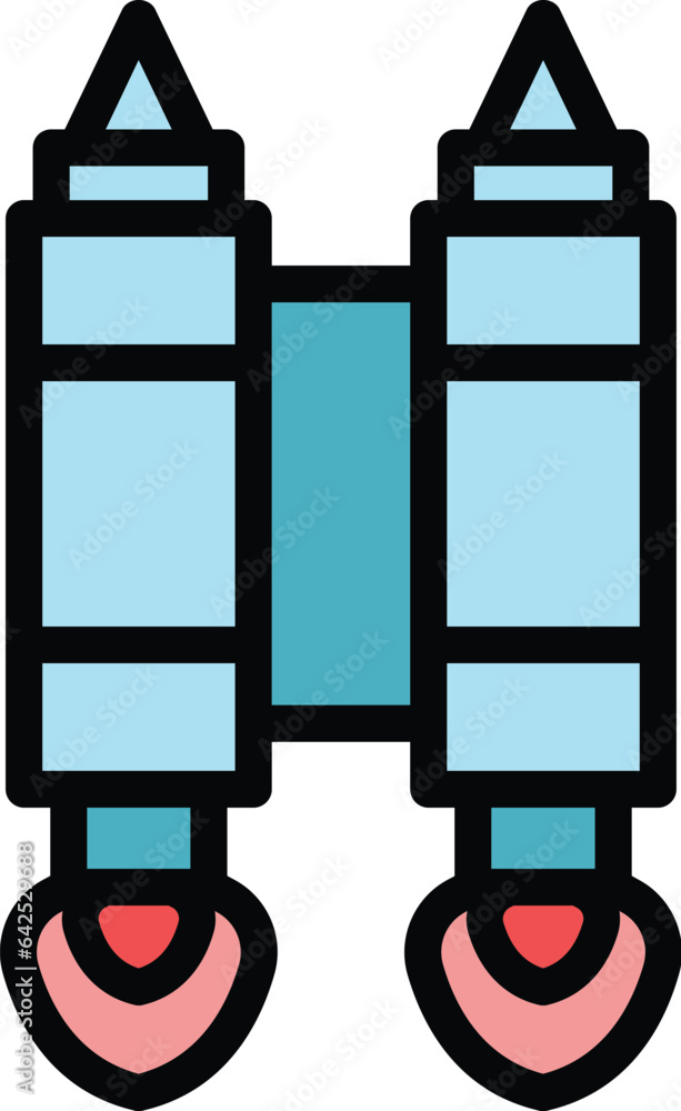 Poster evolution jetpack icon outline vector. work future. boost rocket color flat