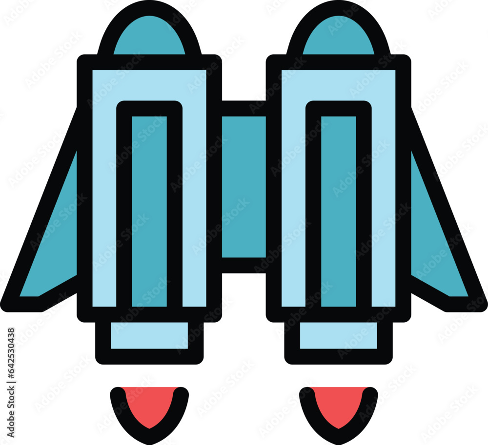 Poster boost jetpack icon outline vector. speed rocket. future success color flat
