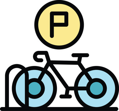 Parking bike icon outline vector. City rent. Smart transport color flat