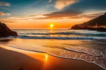 Fototapeten Beautiful sunset over a serene beach © M. Ateeq