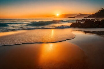 Fototapeta na wymiar Beautiful sunset over a serene beach