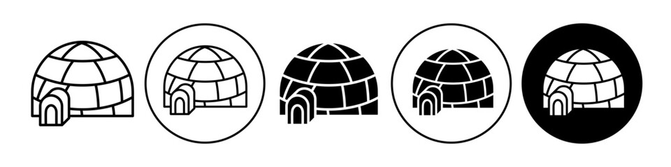 igloo icon. Hard ice building shelter home symbol. Vector set of snow house or dome in winter season. Flat outline of Inuit eskimos outdoor roof in Antarctic pole. arctic snow protection construction 