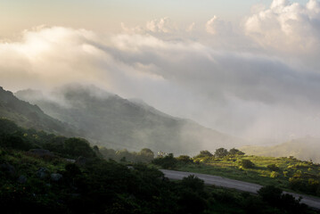 clouds over the mountains