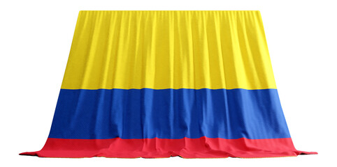 Colombian Flag Curtain in 3D Rendering Reflejando el Espíritu Colombiano