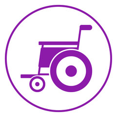 purple wheelchair medical circle frame icon