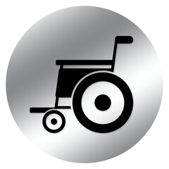 silver wheelchair medical circle icon