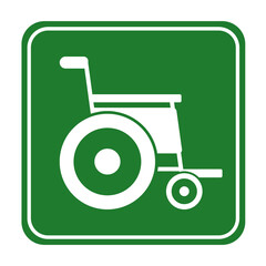 green wheelchair medical square icon