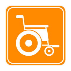orange wheelchair medical square icon