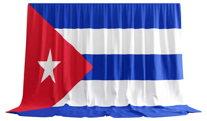 Cuban Flag Curtain in 3D Rendering Reflecting Cuba's Vibrant Spirit