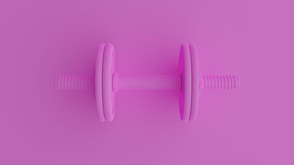Pink dumbbells on pink background 3d rendered illustration. Concept art. Sport