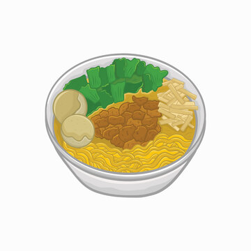 bowl of noodles with toppings clip art preview