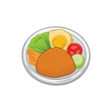 fried food plate with egg and vegetables clip art preview