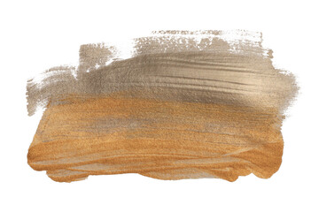 PNG Grunge torn Gold, silver ink smear brush stroke stain blot on transparent background.