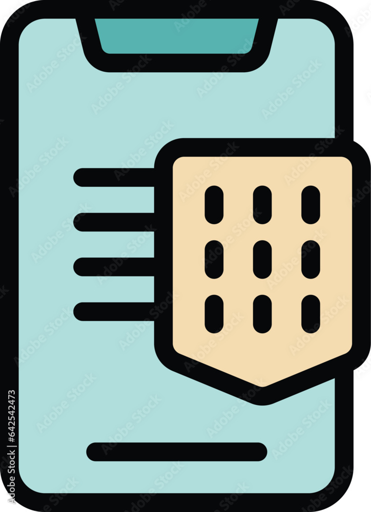 Poster smartphone vpn icon outline vector. data access. online system color flat
