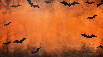 black and orange halloween textured for mystic  halloween background with bats 