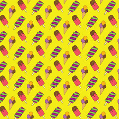 ice cream stock vector on summer and holiday theme , stock vector for fabric wrapping paper packaging design