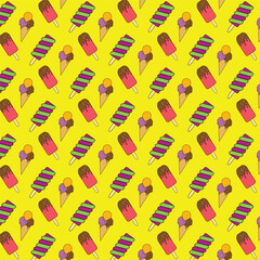 ice cream stock vector on summer and holiday theme , stock vector for fabric wrapping paper packaging design