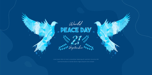 Fototapeta premium world peace day - 21 september. peace day celebration with abstract dove design ornament