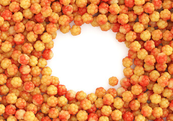 pile of cloudberries. 3d render.