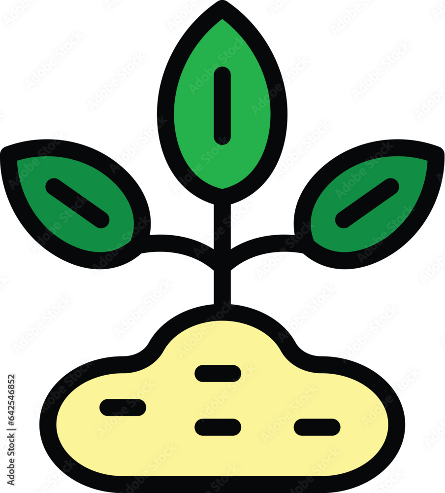 Poster Nature plant icon outline vector. Leaf tech. Eco care color flat