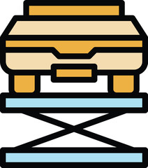 Car print stand icon outline vector. Vehicle printer. Machine future color flat