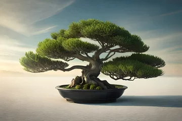 Gardinen an image of a bonsai tree in a decorative , capturing intricate details of the leaves and branches © Shahzad