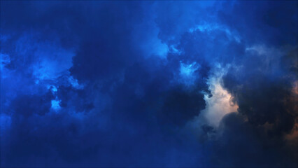 Obraz premium 3D rendering of thunderclouds with bright lightning flashes