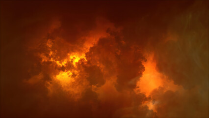3D rendering of thunderclouds with bright lightning flashes