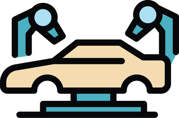 Charge car printer icon outline vector. Print vehicle. Future motor color flat