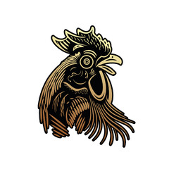 Chicken vector illustration in linocut gravure style