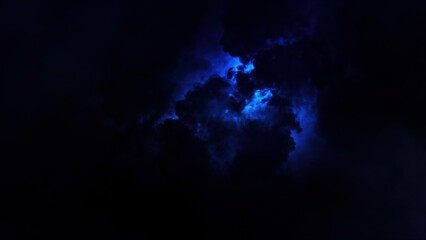 3D rendering of thunderclouds with bright lightning flashes