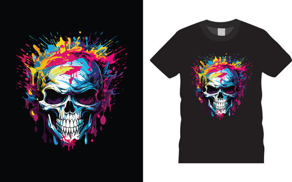 Abstract Colorful Graffiti Skull Illustration for t-shirt design