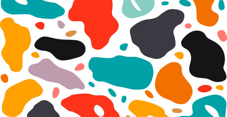 Seamless Abstract Design: Liquid Blobs in Various Colors, Animal Print Aesthetic. Vector Backdrop Perfect for Fashion and Interior Décor.