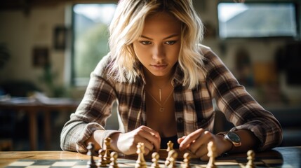 Woman Playing Chess