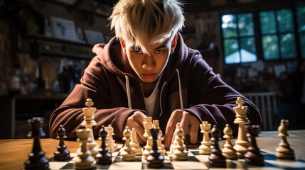 Young Man Playing Chess