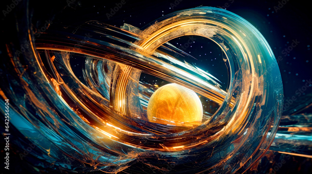 Poster computer generated image of planet surrounded by ring of fire and water.