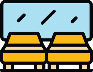 Auto cinema icon outline vector. Movie show. Open air show color flat