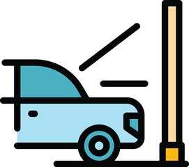 Drive cinema icon outline vector. Auto movie. Car screen color flat