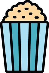 Cinema popcorn icon outline vector. Car drive. Air show color flat
