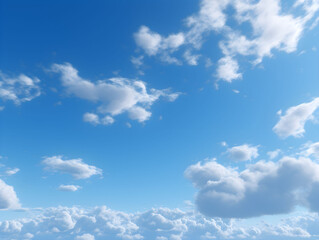 Fototapeta premium Blue sky with white clouds, sunny day, fair weather, bright daylight, sky with few clouds, sky gradient, sky background, nature, 