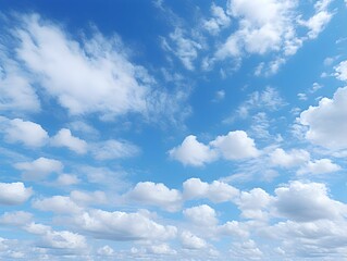 Naklejka na ściany i meble Blue sky with white clouds, sunny day, fair weather, bright daylight, sky with few clouds, sky gradient, sky background, nature, 