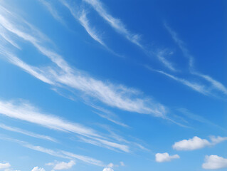 Blue sky with white clouds, long cirrus clouds,  cirrostratus, sunny day, fair weather, bright daylight, sky with few clouds, sky gradient, sky background, nature, 