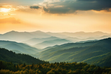 Nature's Canvas: Green Ridge Mountains Sunset - obrazy, fototapety, plakaty