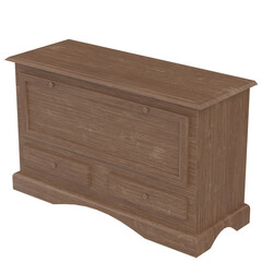 3D rendering illustration of a wooden sideboard with drawers