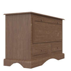 3D rendering illustration of a wooden sideboard with drawers