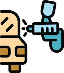 Car painting icon outline vector. Auto spray. Repair gun color flat