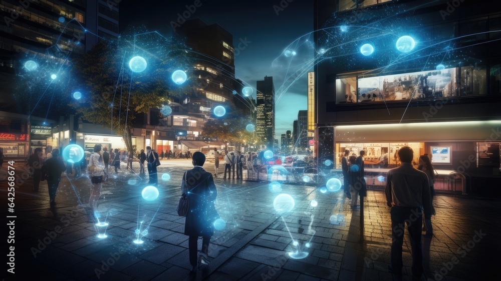 Poster a smart city, where intelligent communication networks interconnect through a web of wireless techno